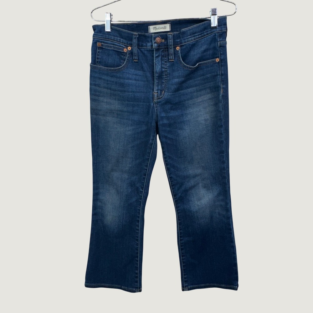Madewell Cali Demi-Boot Jeans 27P Blue High Rise Petite Cropped Flare